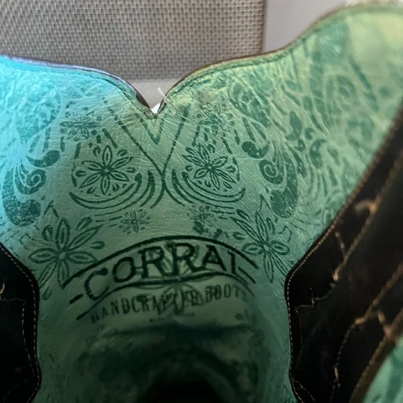 Corral Turquoise and Brown  Floral Boots7.5M - Picture 7 of 10